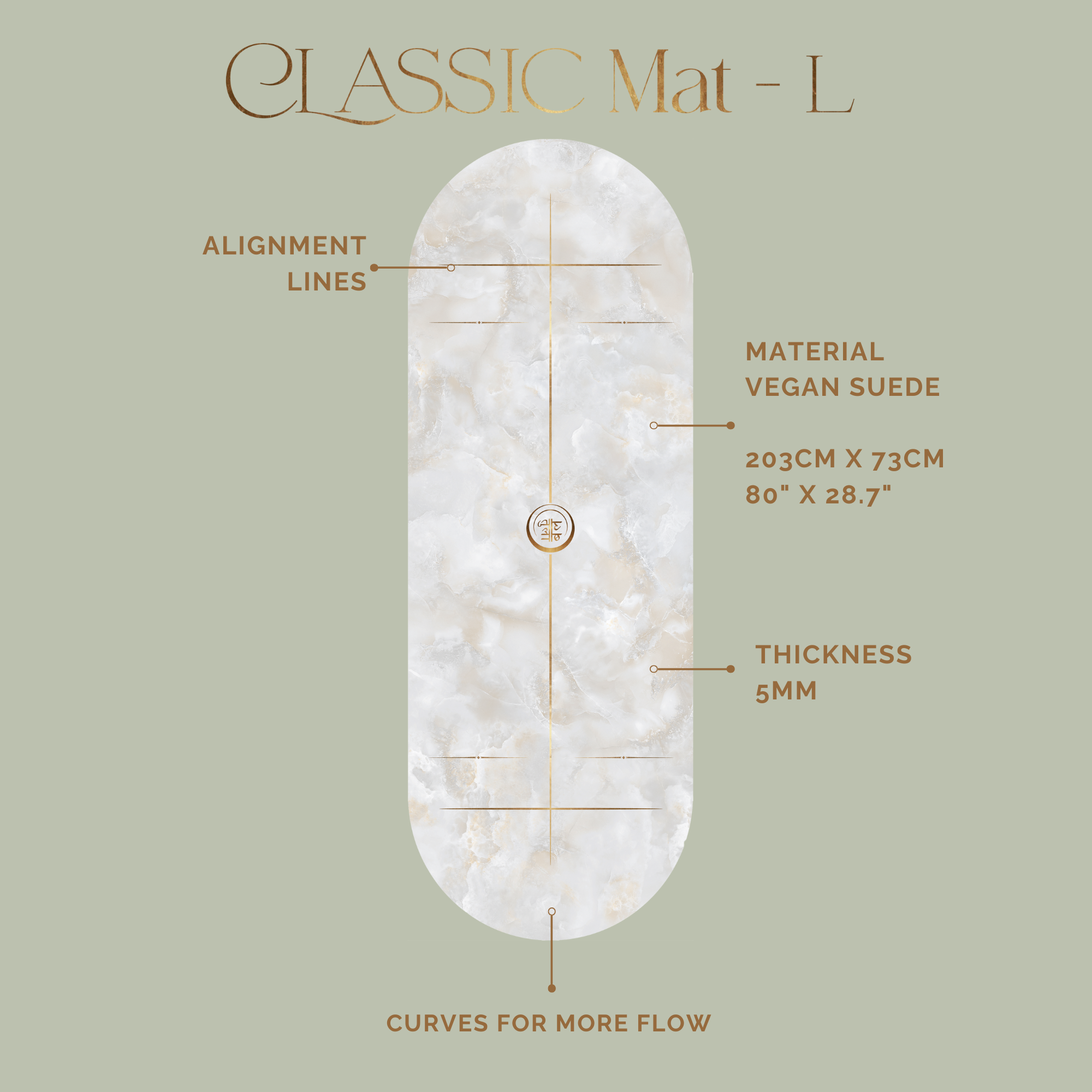 Luxury yoga mat highlighting eco-conscious construction and soft suede touch.