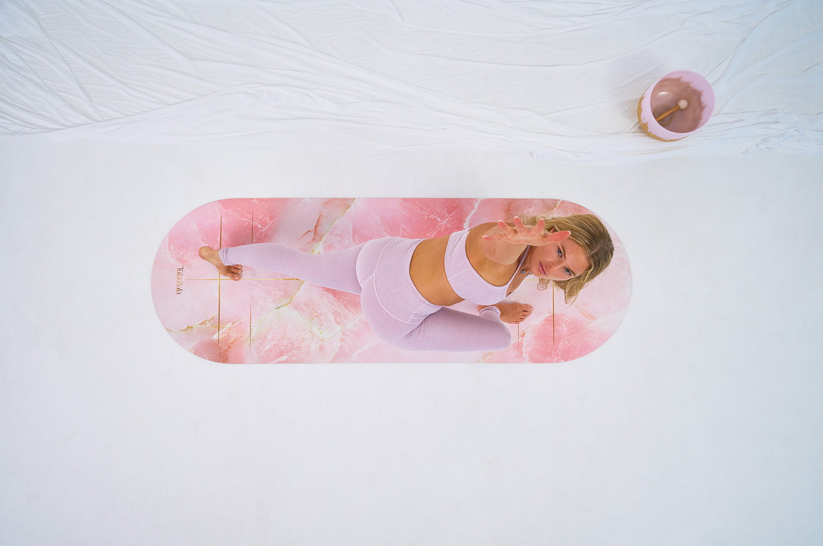 Sustainable yoga mat with elegant artwork for a mindful and creative yoga practice.