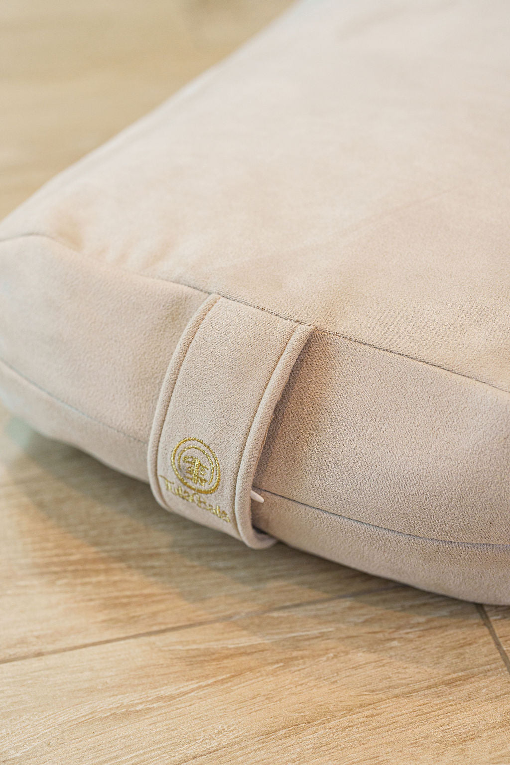 Sustainable yoga bolster with soft texture and elegant design for mindful support.