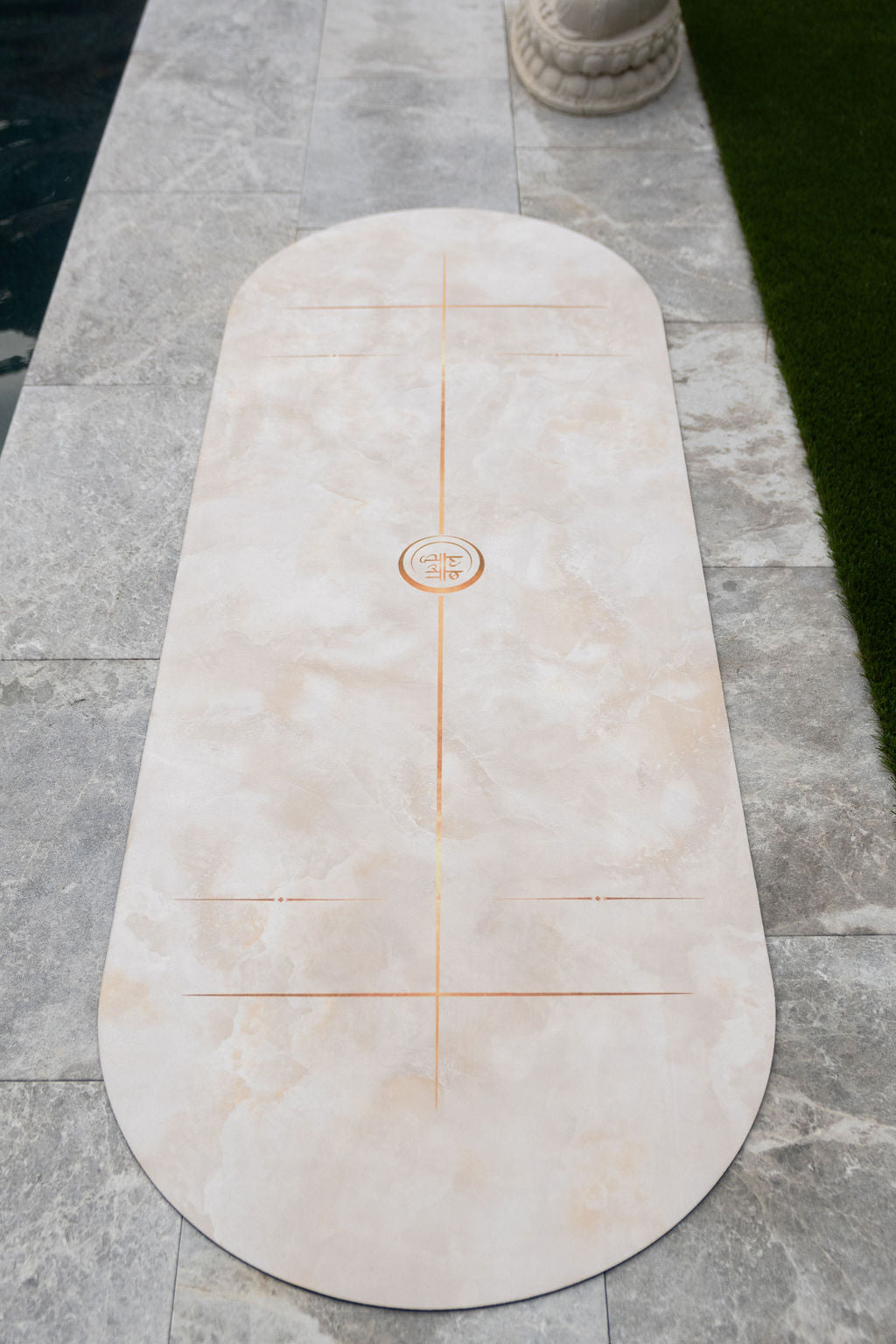 Sustainable yoga mat featuring premium suede finish and high-end craftsmanship.