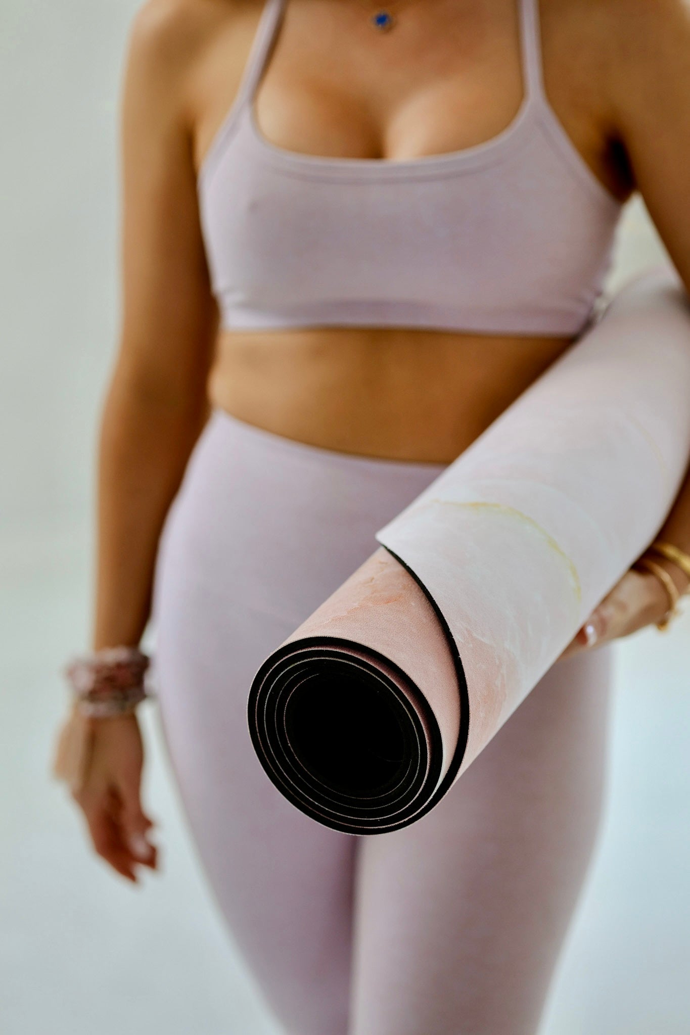 Printed yoga mat featuring intricate mandala design and eco-conscious construction.