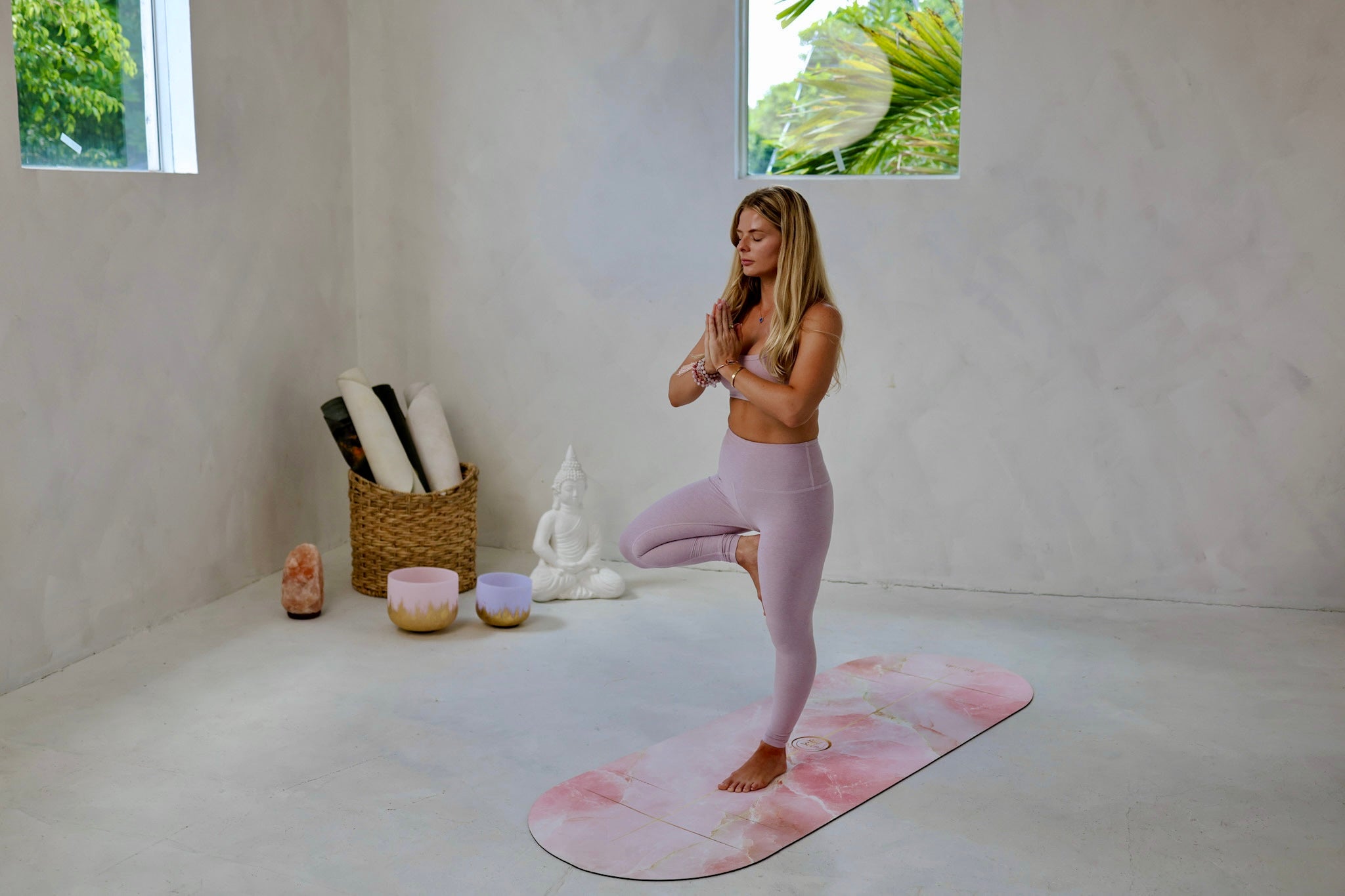 Artistic yoga mat made from sustainable materials, highlighting its luxury mandala design.