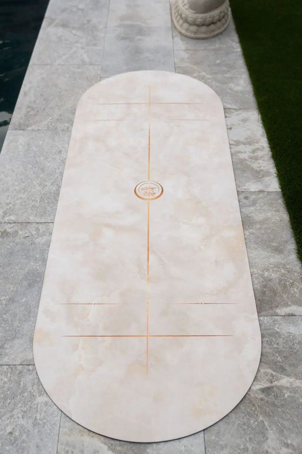 Sustainable yoga mat featuring premium suede finish and high-end craftsmanship.