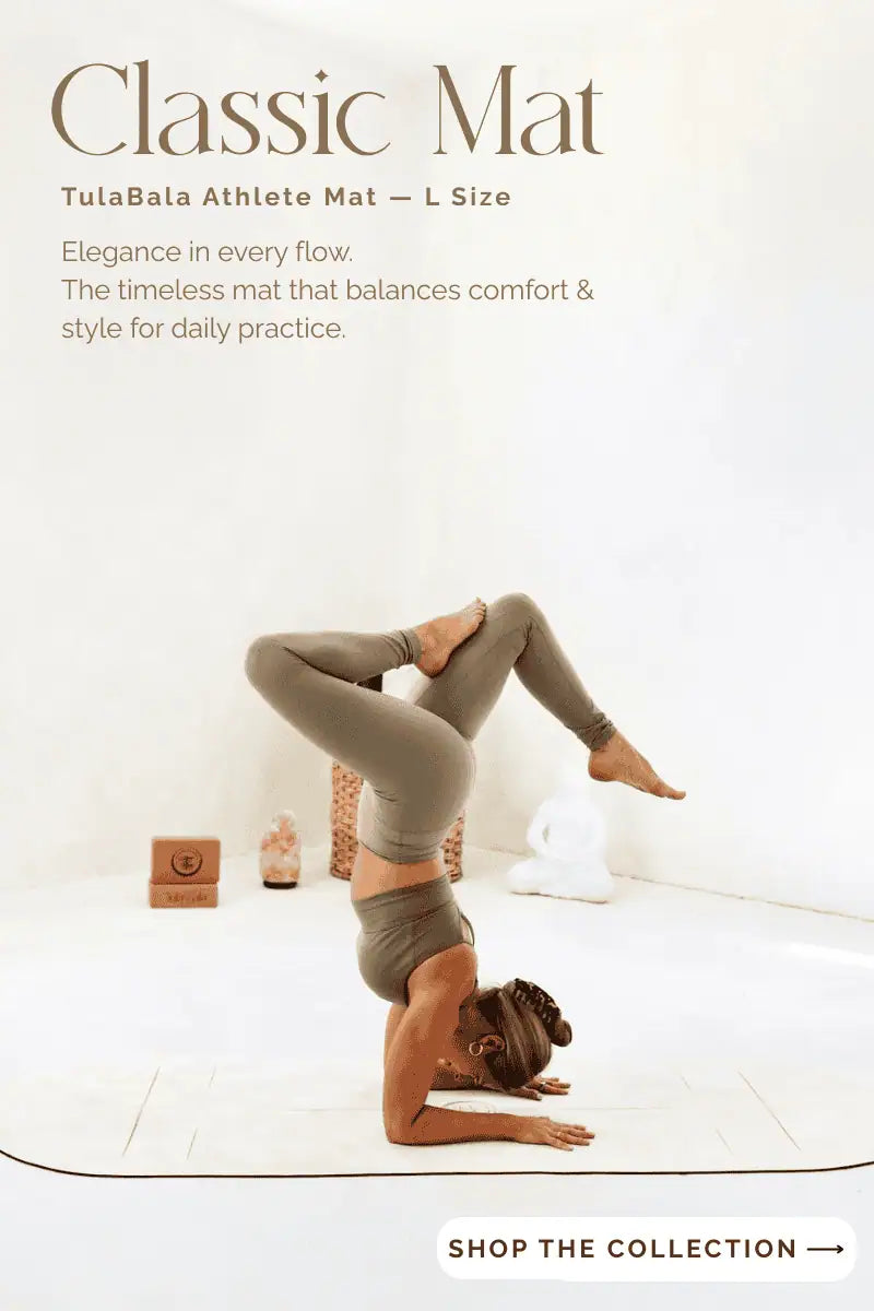 Designer yoga mat with non-slip texture and eco-friendly surface inspired by timeless elegance.