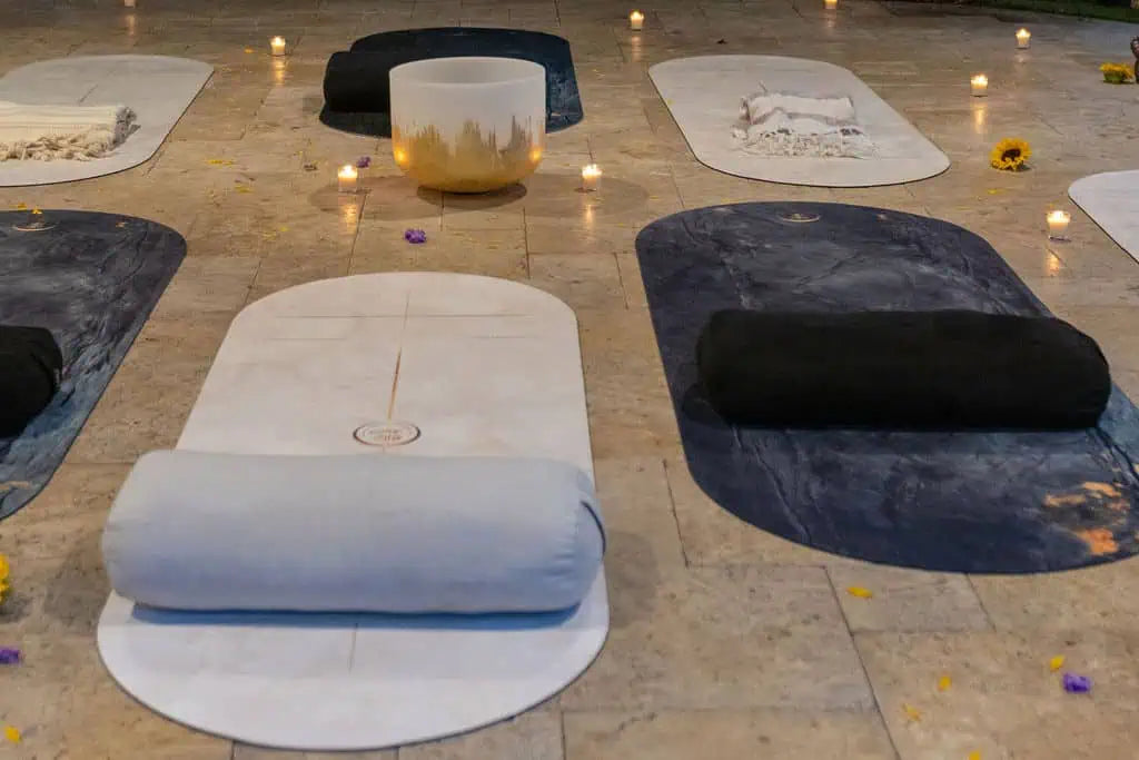 Align and Restore yoga set collection featuring premium mats and accessories designed for stability, comfort, and alignment-focused practice.