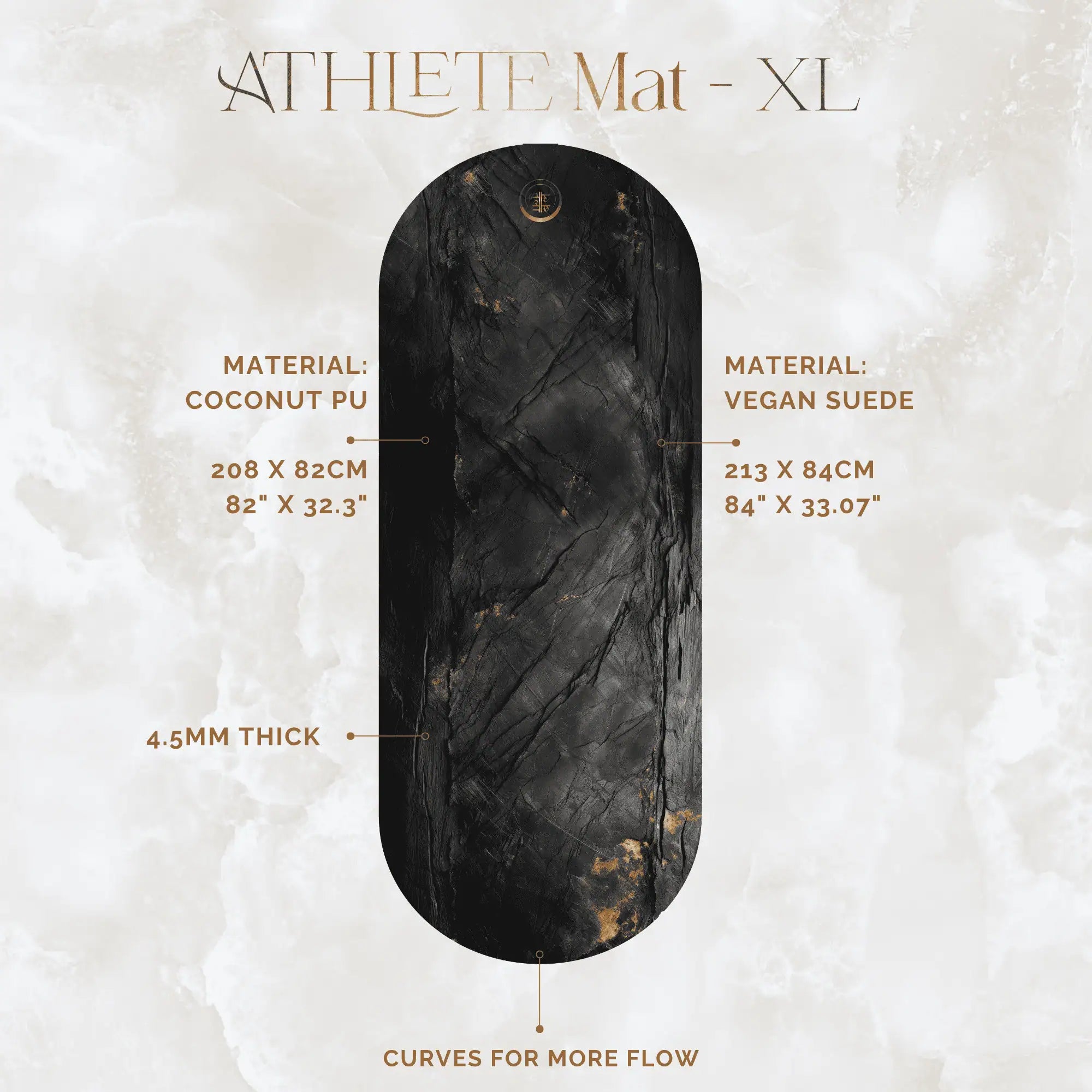 Infographic highlighting key features of the Athlete Mat collection, including durability, superior traction, and performance benefits for advanced yoga training.