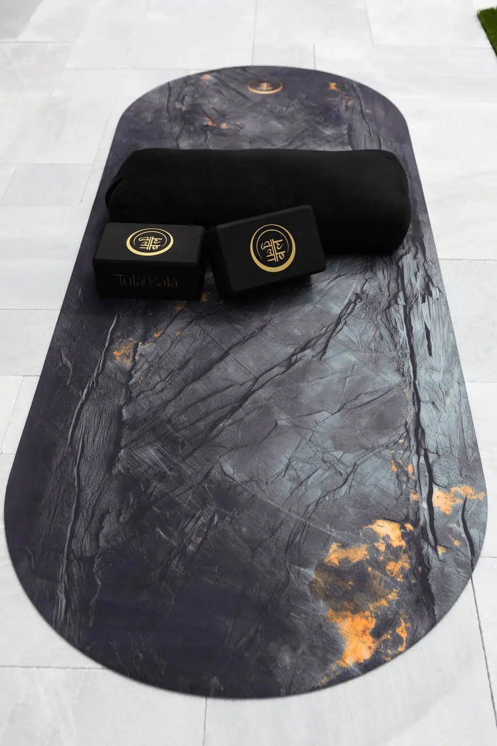 Premium eco-friendly Athlete Slate Suede yoga mat packaging by TulaBala – non-toxic and sustainable materials.