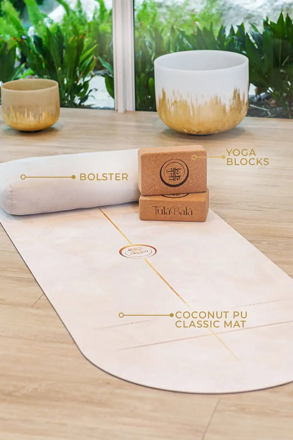 Classic Coconut PU yoga mat set featuring a high-grip, moisture-responsive surface designed for stability, durability, and enhanced performance during any yoga practice.