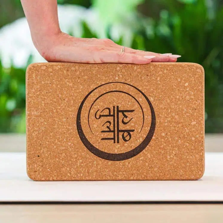 Sustainable cork yoga block with smooth finish and luxury-quality texture for comfort.