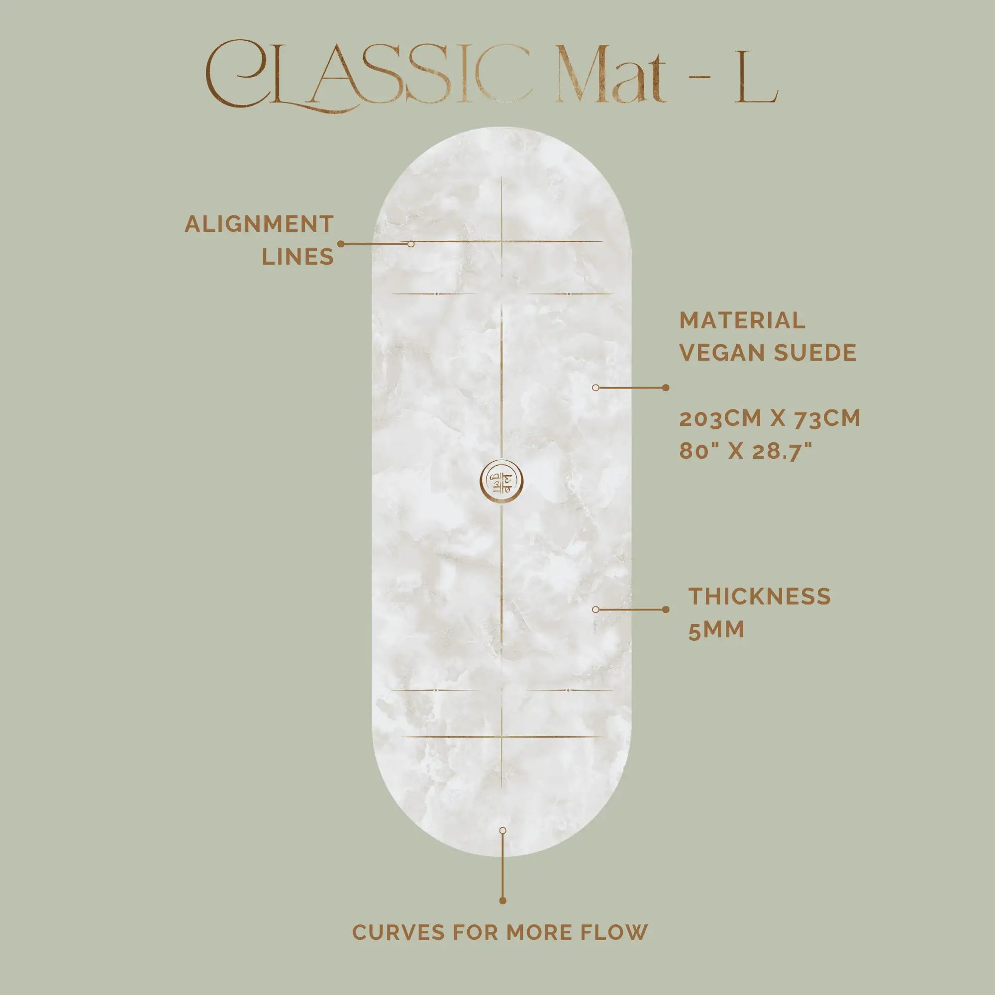 Luxury yoga mat highlighting eco-conscious construction and soft suede touch.