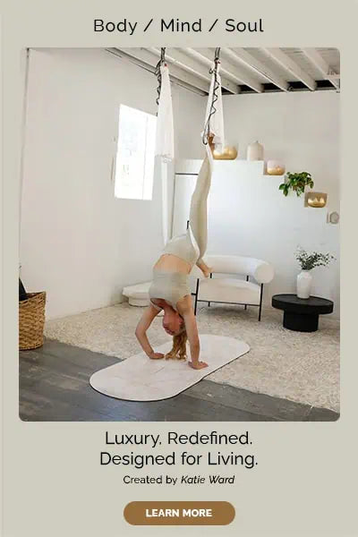 Premium yoga mat collection featuring non-toxic, natural materials and elegant artistic patterns.